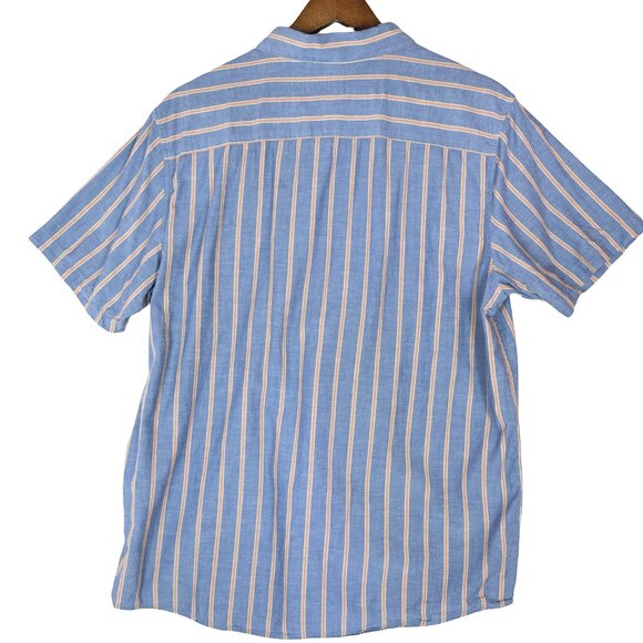 RVCA Blue Stripe Button-Up Shirt Men’s L Coastal Preppy Surfcore Pocket - Picture 3 of 7